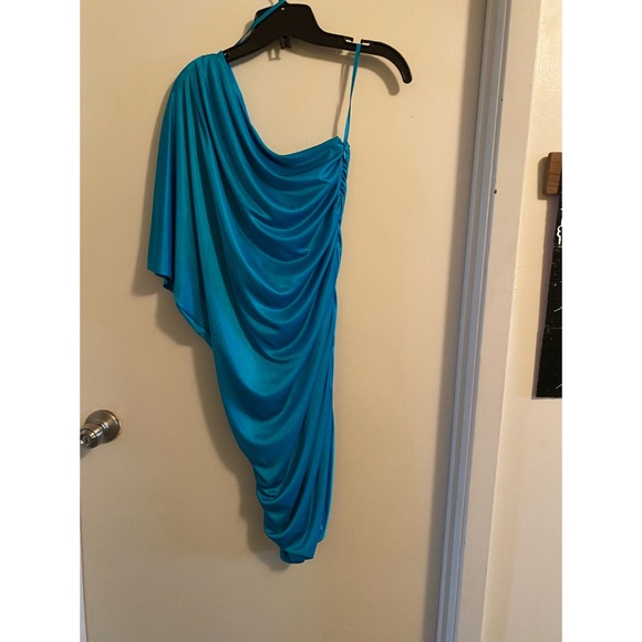 Blue polyester dress with one shoulder xxs - Picture 2 of 6